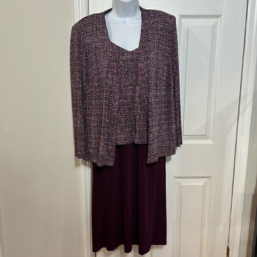 Alex Evenings Petite Dress Formal 2‎ Pc W/Jacket Stretch Pink Sparkle size 16